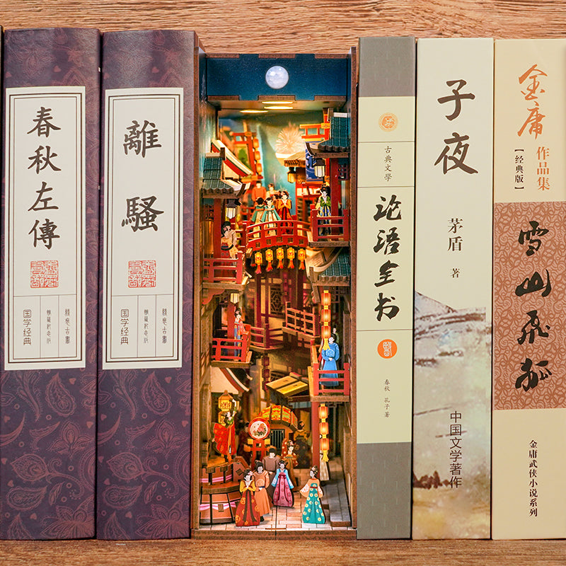Rokrgeek Palace Banquet In Tang Dynasty Banquet Ornaments Induction Lamp DIY Bookshelf Insert Puzzle