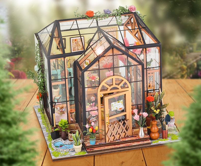 ROKRGEEK Jenny s Greenhouse Miniature Dollhouse kit Rokr Geek
