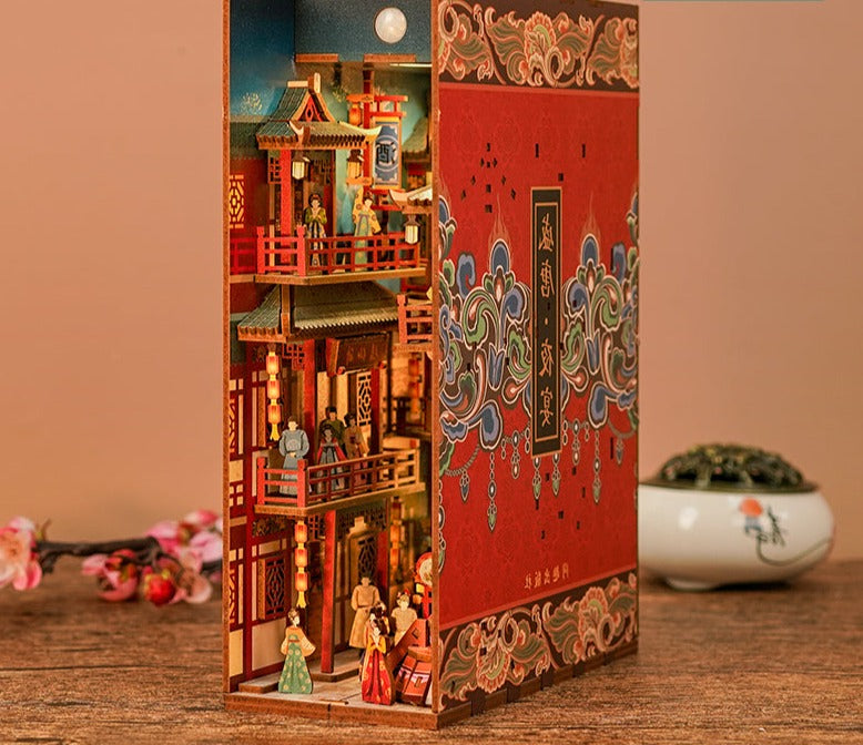 Rokrgeek Palace Banquet In Tang Dynasty Banquet Ornaments Induction Lamp DIY Bookshelf Insert Puzzle