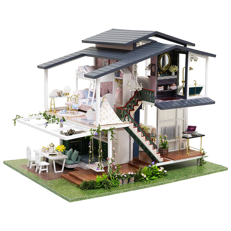 Rokrgeek Monet's Garden Villa Miniature Dollhouse Kit