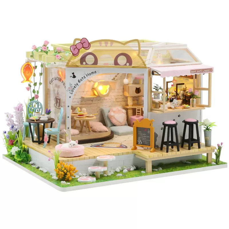 Rokrgeek Kitty‘s süßer Katzenkaffee-DIY-Miniaturhaus-Bausatz