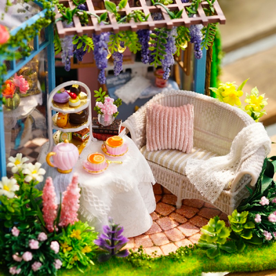 ROKRGEEK Rose-fleurissant Yard DIY Maison Miniature
