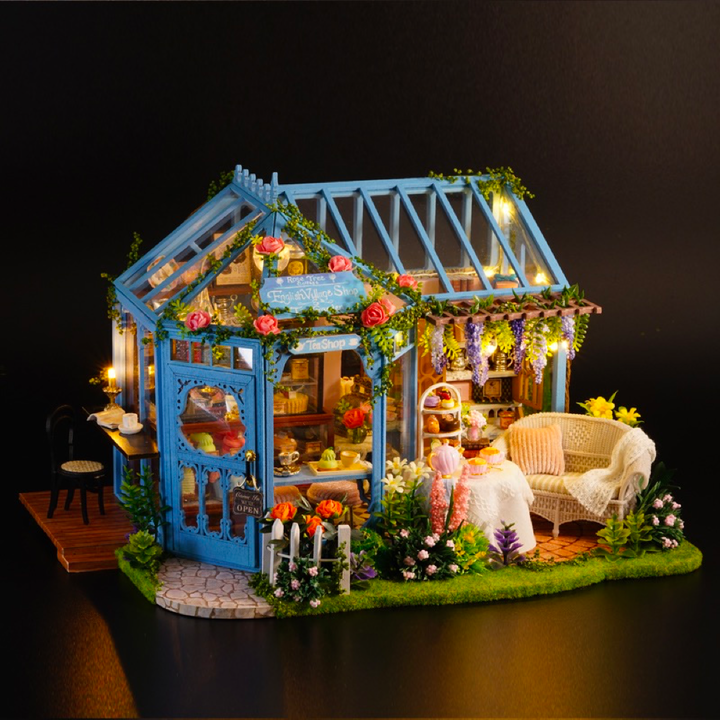 ROKRGEEK Rose-fleurissant Yard DIY Maison Miniature