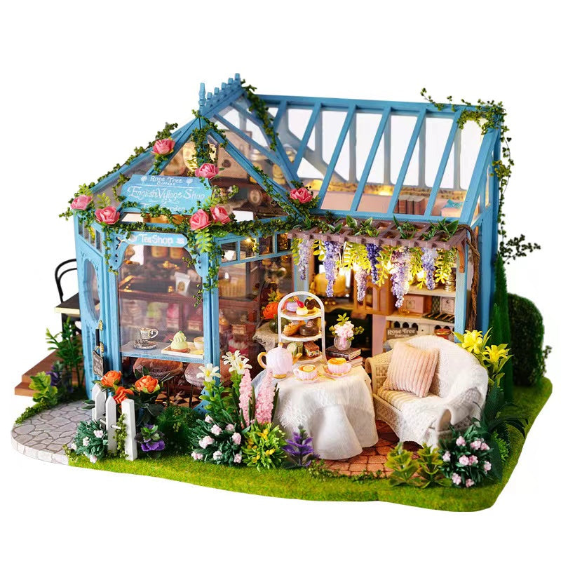 ROKRGEEK Rosenblühender Garten DIY Miniaturhaus