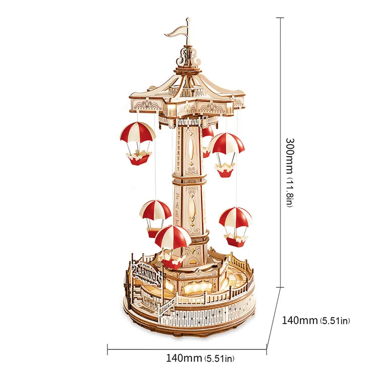 Fallschirmturm DIY Spieluhr 3D Holzpuzzle